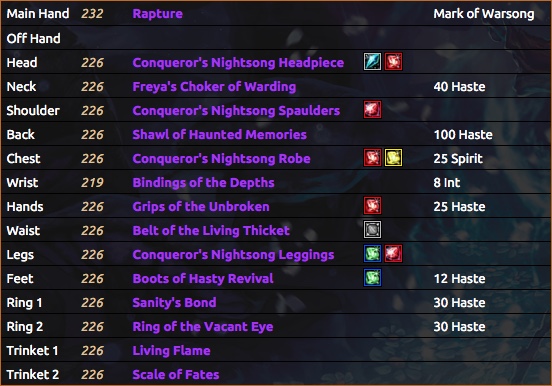 Elmrik's (mostly) ilvl 226 gear. Elmrik's Gear