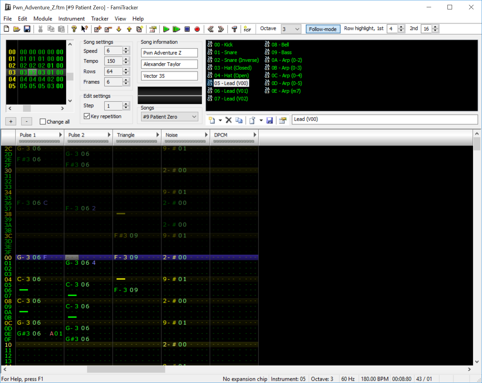 Action shot of FamiTracker! FamiTracker