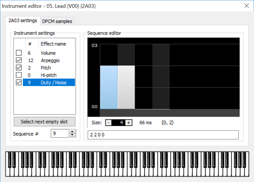 The NES doesn't have many options for instrumentation. FamiTracker's Instrument Editor